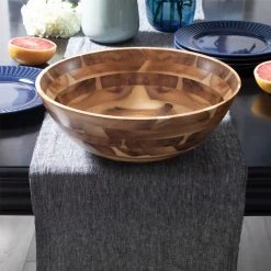 Lipper Table & Counter Accessories Large Footed Acacia Salad Bowl