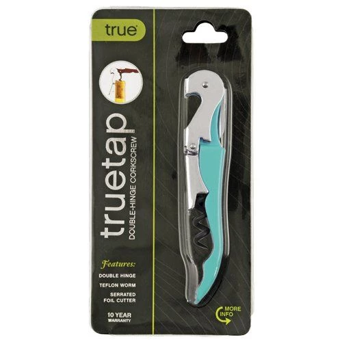 True Brands Double-Hinged Waiter's Corkscrew, Teal Barware 4 True Brands Double-Hinged Waiter's Corkscrew, Teal Barware