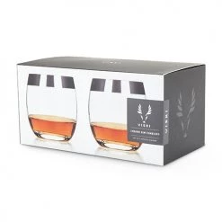 True Brands Glassware True Fabrications Viski Chrome Rim Tumblers - Set Of 2