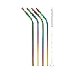 Harold Import Co. Rainbow Drinking Straws With Brush Travel & Storage