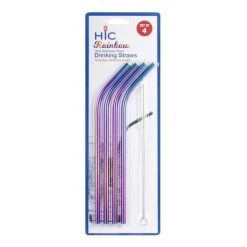 Harold Import Co. Rainbow Drinking Straws With Brush Travel & Storage