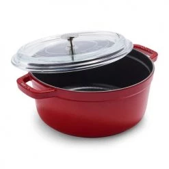 Staub Round Cocotte, 4qt With Glass Lid Cherry