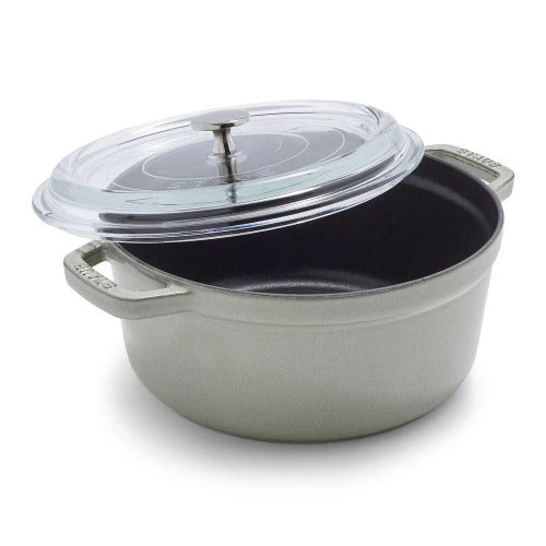 Cookware Staub Round Cocotte, 4qt With Glass Lid White Truffle 3 Cookware Staub Round Cocotte, 4qt With Glass Lid White Truffle