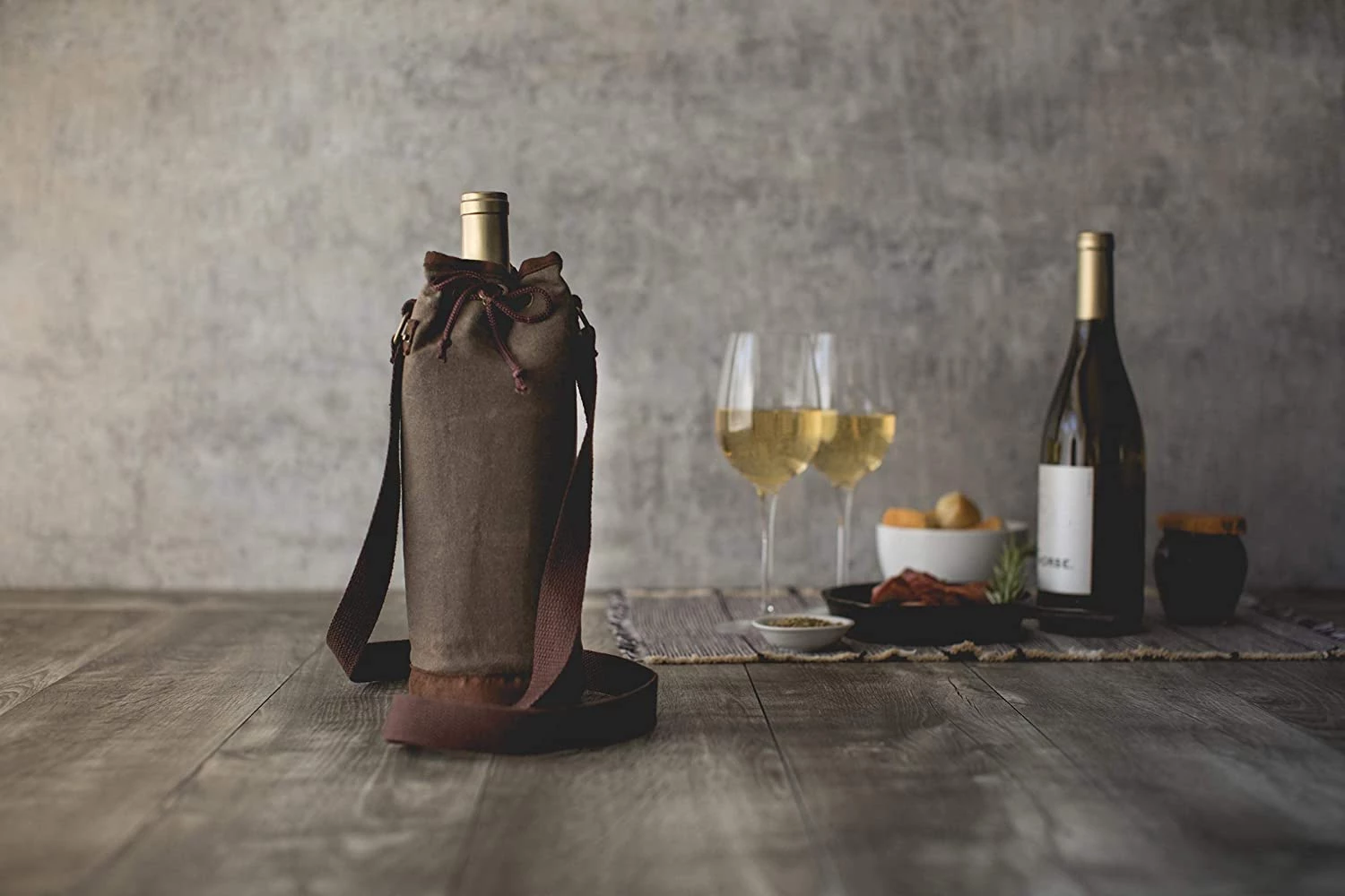 Picnic Time Wine Tote Waxed Canvas Travel & Storage 4 Picnic Time Wine Tote Waxed Canvas Travel & Storage