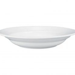 BIA Dinnerware White Porcelain Bistro Rim Soup Bowl, 9.5"