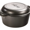 Lodge 5 Quart Cast Iron Double Dutch Oven Cookware
