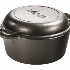 Lodge 5 Quart Cast Iron Double Dutch Oven Cookware