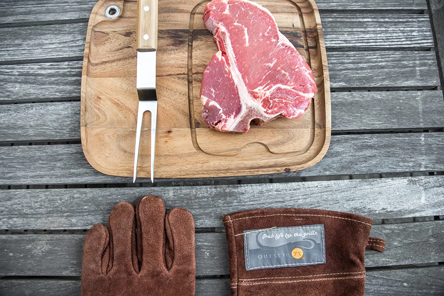 Fox Run Outset Leather Grill Gloves, Brown 5 Fox Run Outset Leather Grill Gloves, Brown