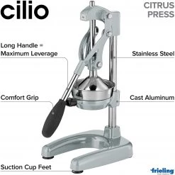 Frieling Cilio Citrus Press, Matte Silver Table & Counter Accessories