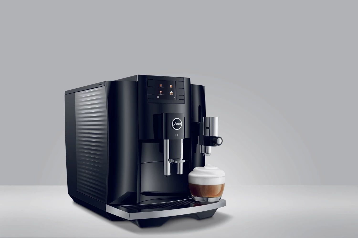 JURA E8 Automatic Coffee Machine, Piano Black - NEW VERSION 5 JURA E8 Automatic Coffee Machine, Piano Black - NEW VERSION