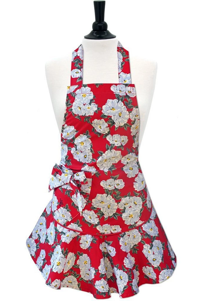 Jessie Steele Josephine Apron, Red & White Floral 3 Jessie Steele Josephine Apron, Red & White Floral