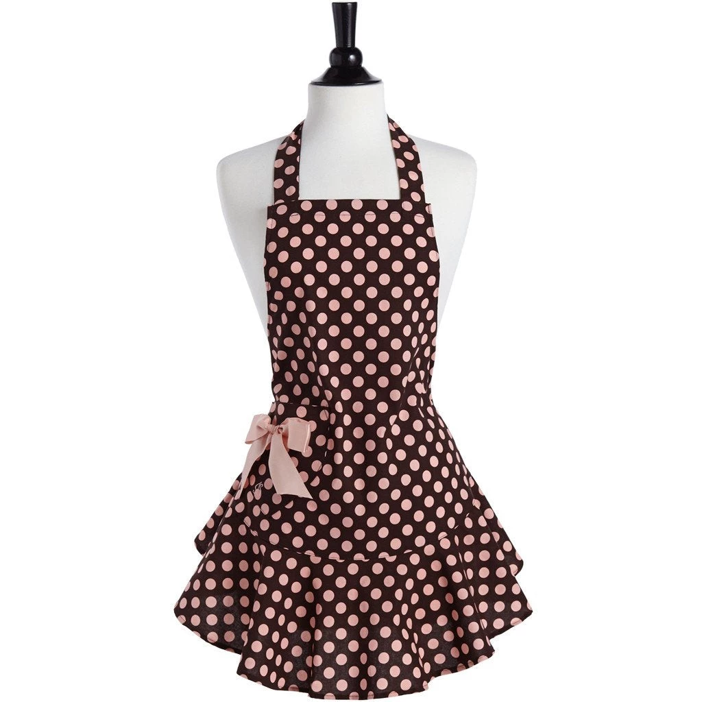 Jessie Steele Josephine Apron, Brown & Pink Polka Dot 3 Jessie Steele Josephine Apron, Brown & Pink Polka Dot