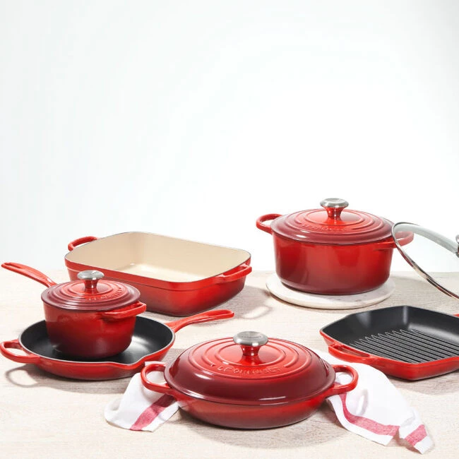 Le Creuset 10-Piece Set, Cerise Cookware 4 Le Creuset 10-Piece Set, Cerise Cookware