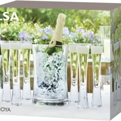 LSA Moya Champagne Set (Bucket & Set Of 6 Flutes) Glassware