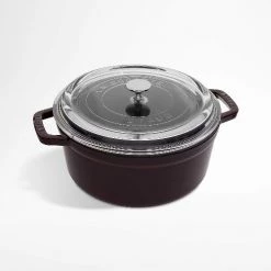 Cookware Staub Round Cocotte, 4qt With Glass Lid Grenadine
