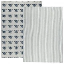 Raine & Humble Tea Towels, Honey Bee/Stripe, Set/2 Table/Bar