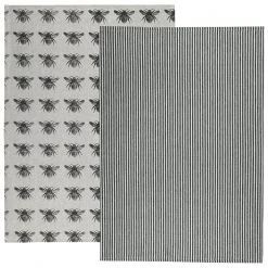 Raine & Humble Tea Towels, Honey Bee/Stripe, Set/2 Table/Bar
