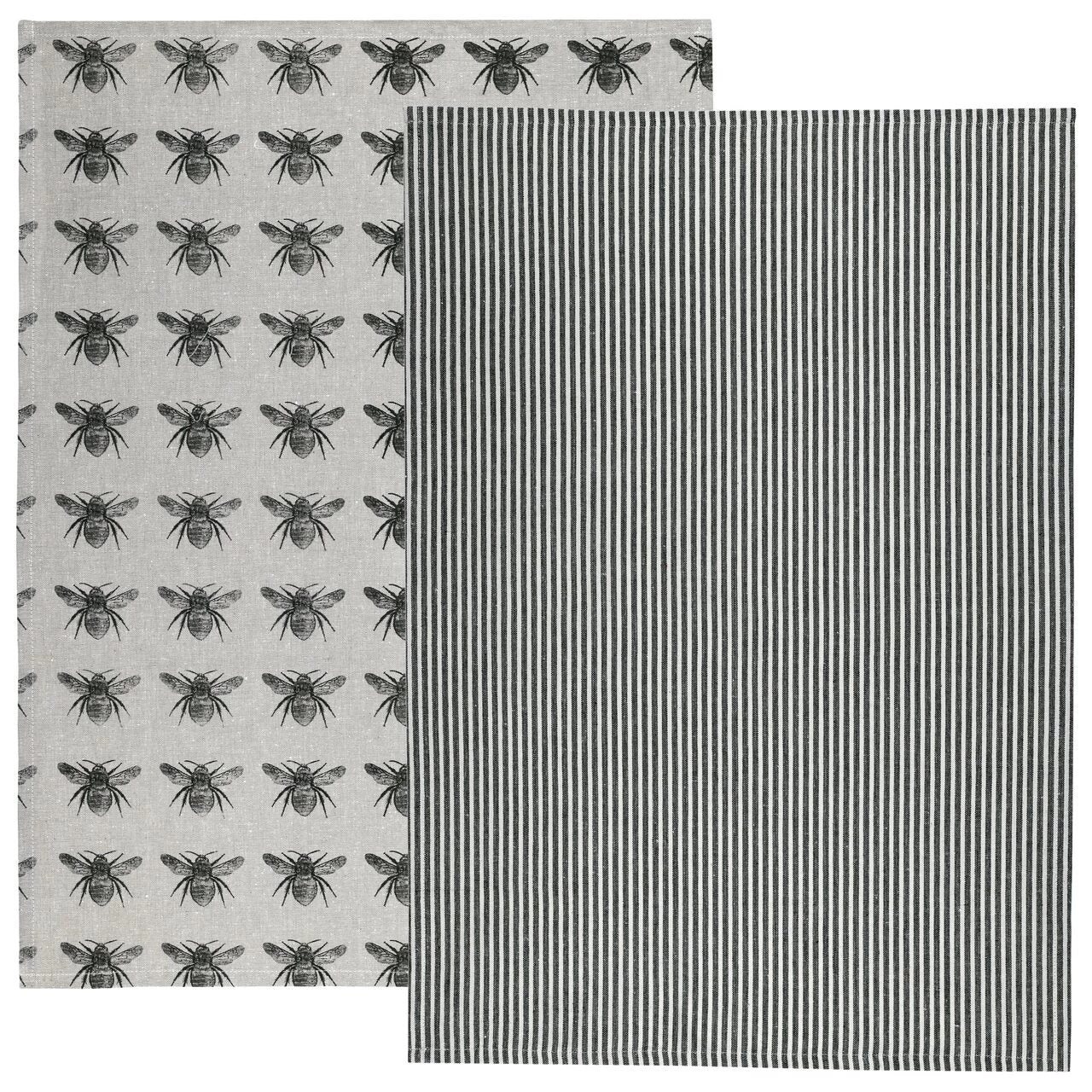 Raine & Humble Tea Towels, Honey Bee/Stripe, Set/2 Table/Bar 3 Raine & Humble Tea Towels, Honey Bee/Stripe, Set/2 Table/Bar